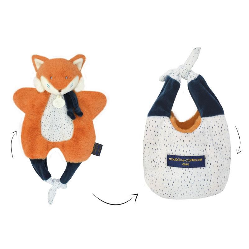  - les petits fûtés - marionnette renard orange 30 cm 